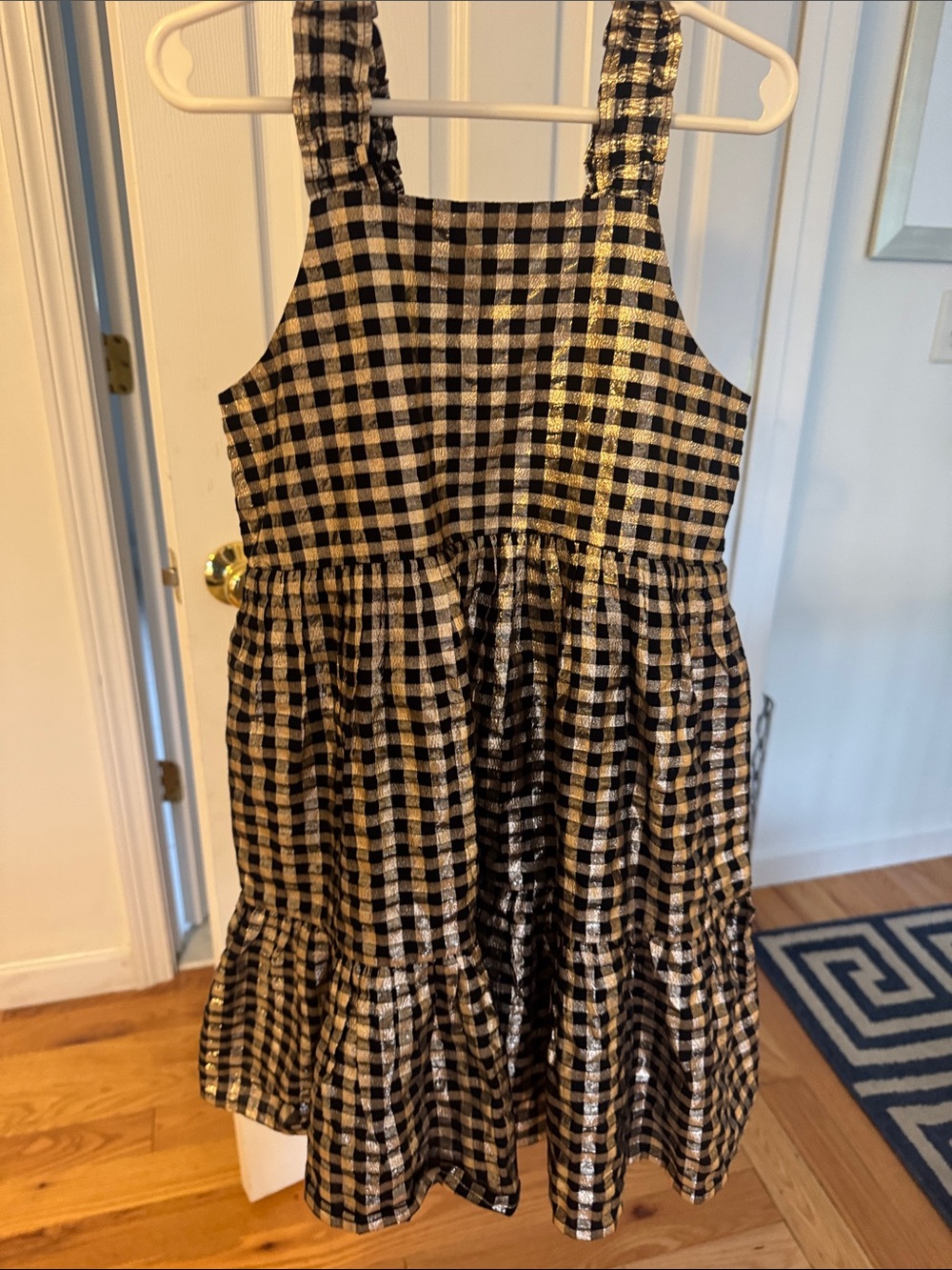 J. Crew Black and Gold Gingham Girls Dress